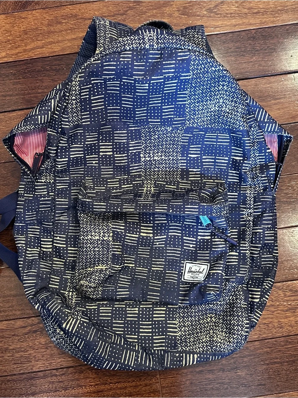 Herschel Supply Company Navy Patterned Backpack with Front Pocket
